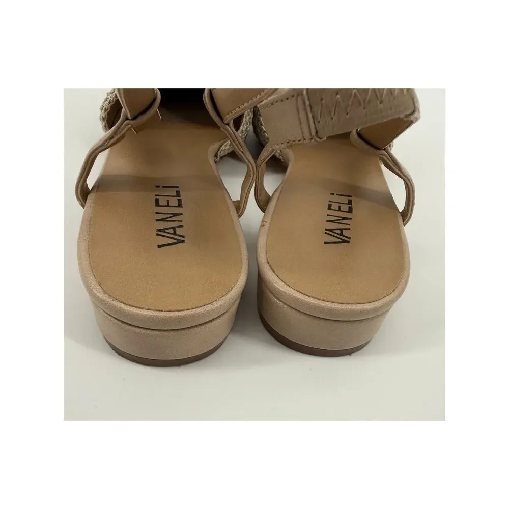 Vaneli Woven Slingback Flats Beige Raffia Cottage Coastal Grandma Shoes 7
